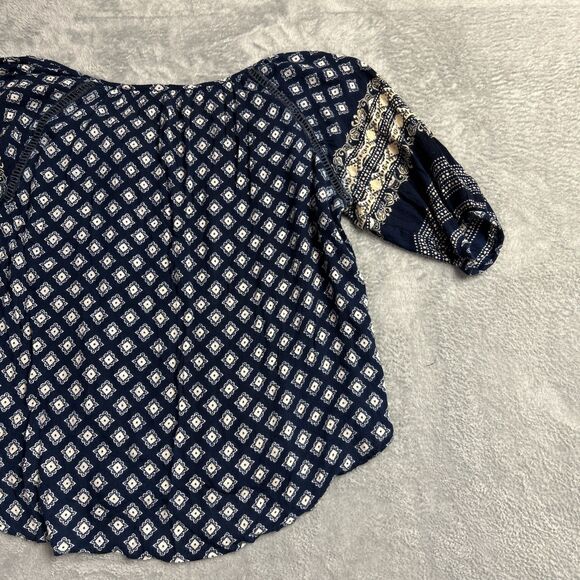 Apollo Artsy Flowy Boho Embroidered Womens Shirt Top Y2K Sz M Peasant Gypsy - Picture 14 of 14